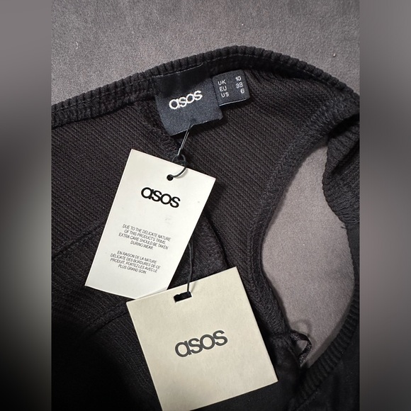 ASOS RHINESTONES BLACK TIGHT STRETCHY WAISTLINE DRESS SUZE 6 - Picture 3 of 7